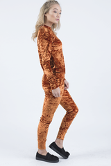 Rust Crushed Velvet Tracksuit - Romy-Loungewear