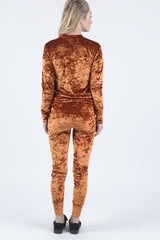 Rust Crushed Velvet Tracksuit - Romy-Loungewear