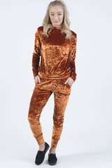 Rust Crushed Velvet Tracksuit - Romy-Loungewear
