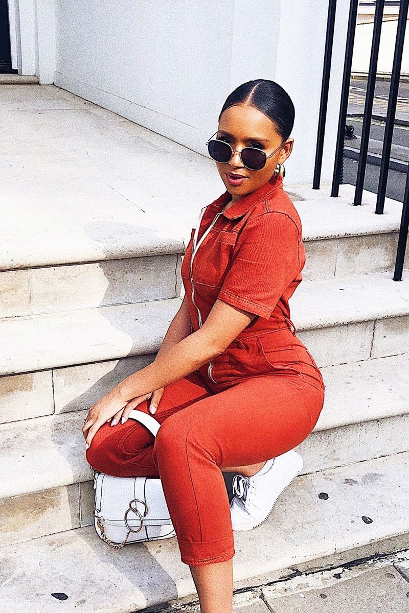 Rust Denim Utility Boilersuit - Chayse-Jumpsuits