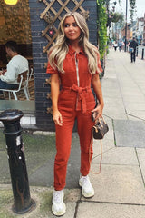 Rust Denim Utility Boilersuit - Chayse-Jumpsuits