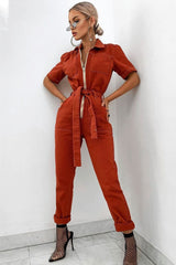 Rust Denim Utility Boilersuit - Chayse-Jumpsuits