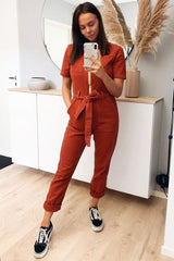 Rust Denim Utility Boilersuit - Chayse-Jumpsuits