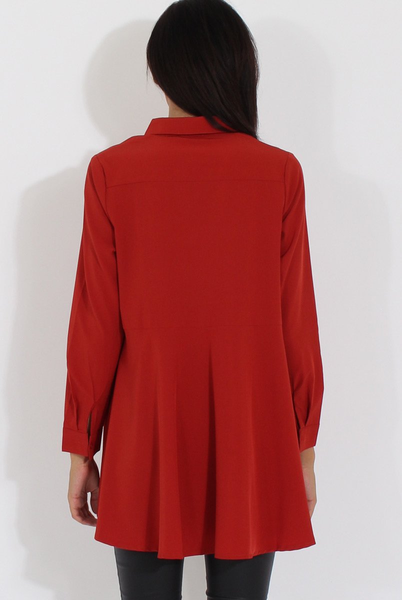 Rust Dipped Hem Shirt - Paloma-Shirts
