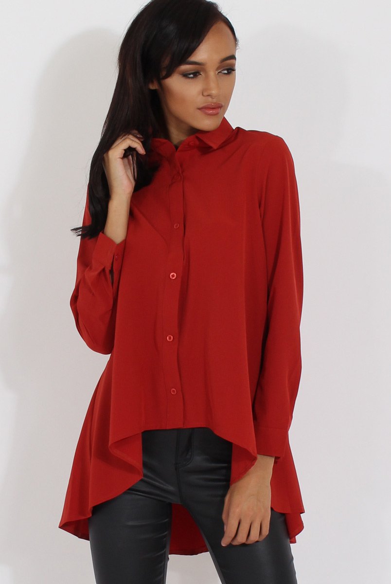 Rust Dipped Hem Shirt - Paloma-Shirts