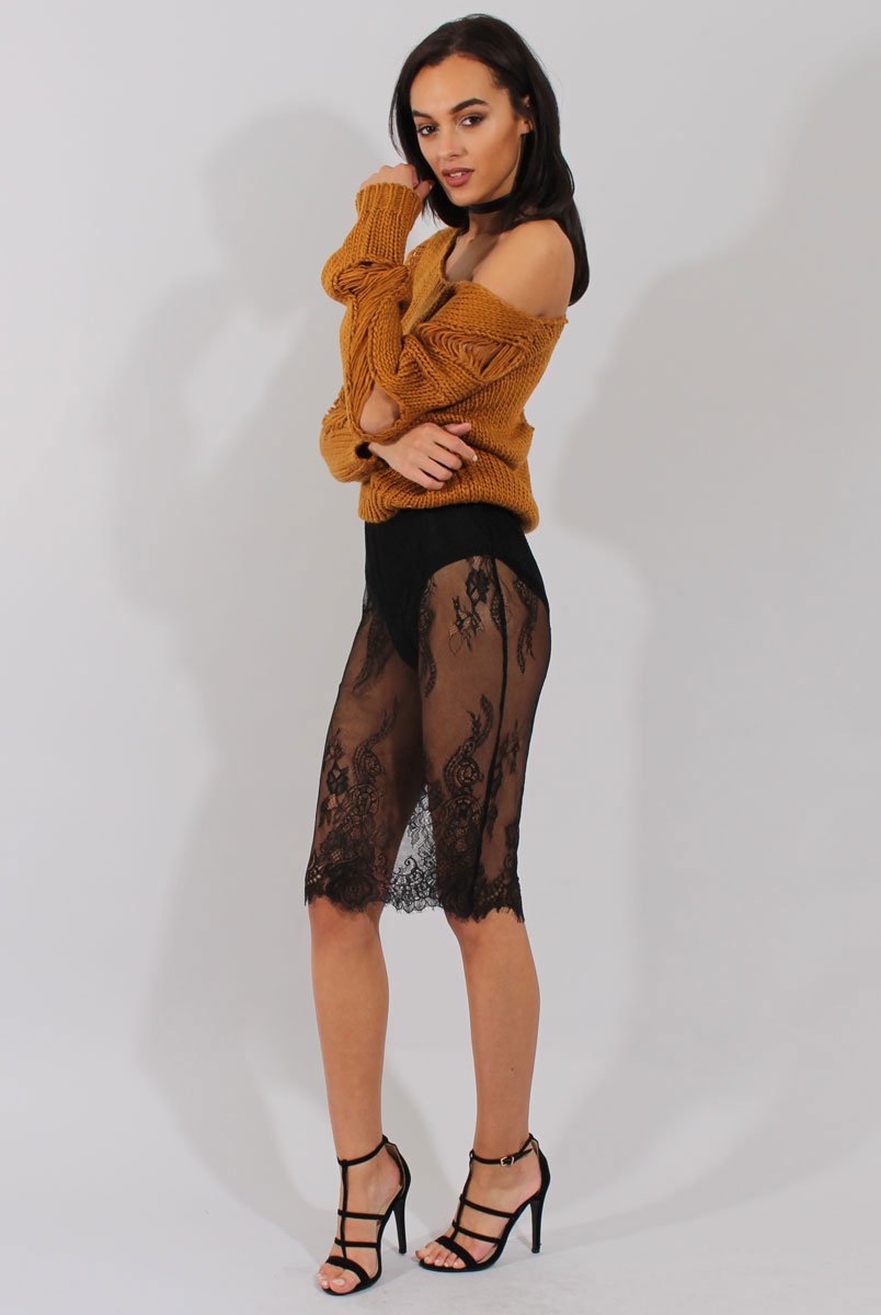 Rust Distressed Detail Knitted Jumper - Lollie-Knitwear
