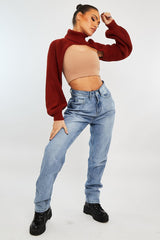 Rust Extreme Cut Out High Neck Jumper - Nihara-Jumper