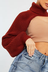 Rust Extreme Cut Out High Neck Jumper - Nihara-Jumper