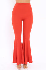 Rust Extreme Flare Trousers - Becki-Trousers