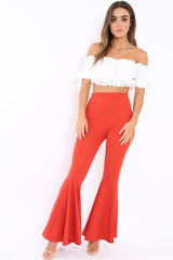 Rust Extreme Flare Trousers - Becki-Trousers