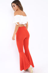 Rust Extreme Flare Trousers - Becki-Trousers