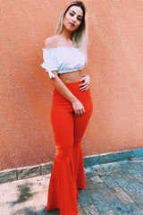 Rust Extreme Flare Trousers - Becki-Trousers