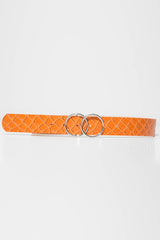 Rust Faux Croc PU Double Circle Buckle Belt - Tansy-Belts