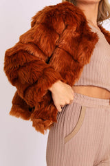 Rust Faux Fur Jacket - Estelle-Faux Fur
