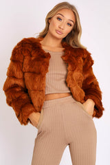 Rust Faux Fur Jacket - Estelle-Faux Fur