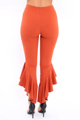 Rust Frill Hem Trousers - Ashlie-Trousers