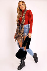 Rust High Neck Balloon Sleeve Jumper - Harriet-Jumper