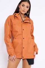 Rust Hooded Rain Jacket - Fox-Jackets