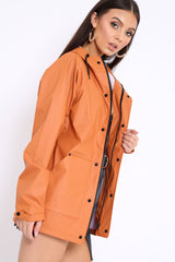 Rust Hooded Rain Jacket - Fox-Jackets