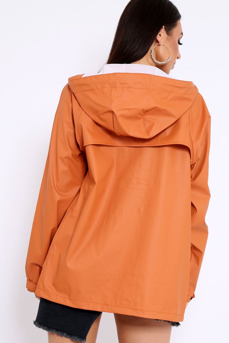 Rust Hooded Rain Jacket - Fox-Jackets