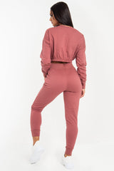 Rust Pink Elasticated Cropped Top and Jogger Set - Kruz-Tracksuits