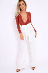 Rust Plunge Bodysuit - Betty-Bodysuits