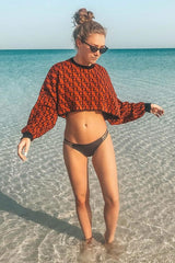 Rust Repeat Print Crop Jumper - Ryhanna-Crop Jumper