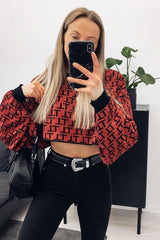Rust Repeat Print Crop Jumper - Ryhanna-Crop Jumper
