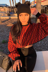 Rust Repeat Print Crop Jumper - Ryhanna-Crop Jumper