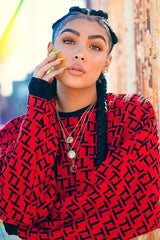 Rust Repeat Print Crop Jumper - Ryhanna-Crop Jumper