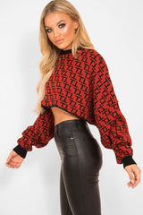 Rust Repeat Print Crop Jumper - Ryhanna-Crop Jumper