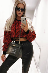 Rust Repeat Print Crop Jumper - Ryhanna-Crop Jumper