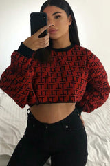 Rust Repeat Print Crop Jumper - Ryhanna-Crop Jumper