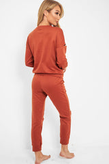 Rust Ripped Knee Cut Out Loungewear Set - Demmi-Loungewear