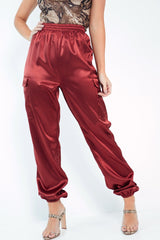 Rust Satin Cargo Trousers - Khyla-Trousers
