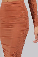 Rust Sheer Ruched Co-ord - Kerry-Co-ords