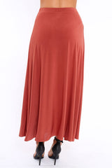 Rust Side Split Maxi Skirt - Gina-Skirts