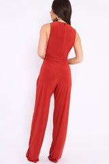 Rust Slinky Low Side Jumpsuit - Ivannah-Jumpsuits