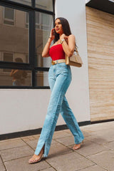 Rust Slinky Square Neck Bodysuit - Sadie-Bodysuits