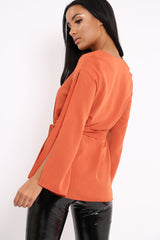Rust Split Sleeve Top - Porter-Tops