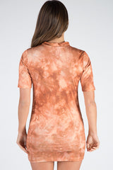 Rust Tiger Print Lace Up T Shirt Dress - Esme-Dresses