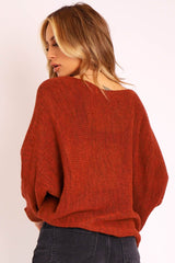 Rust Vogue Graphic Slouchy Knit Jumper - Janel-Jumper