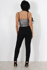 Sage Black Sequin Jumpsuit-Jumpsuits