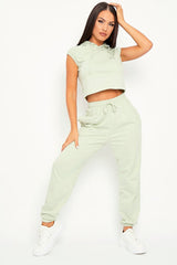 Sage Cropped Hoodie Joggers Loungewear Co-ord - Kylie-Loungewear