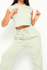 Sage Cropped Hoodie Joggers Loungewear Co-ord - Kylie-Loungewear
