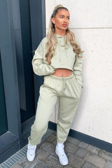 Sage Cropped Oversized Hoodie and Joggers Co-ord - Karenza-Loungewear