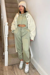Sage Cropped Oversized Hoodie and Joggers Co-ord - Karenza-Loungewear