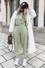 Sage Cropped Oversized Hoodie and Joggers Co-ord - Karenza-Loungewear