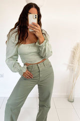 Sage Denim Straight Leg Side Split Jeans - Tashi-Jeans