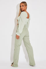 Sage Denim Straight Leg Side Split Jeans - Tashi-Jeans
